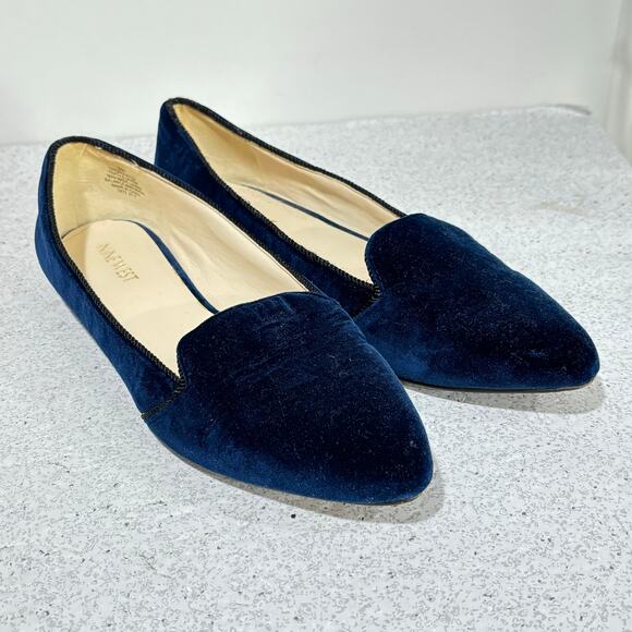 Nine West dark navy blue velvet slip on shoes US 9M smoking slippers casual chic - Picture 6 of 10